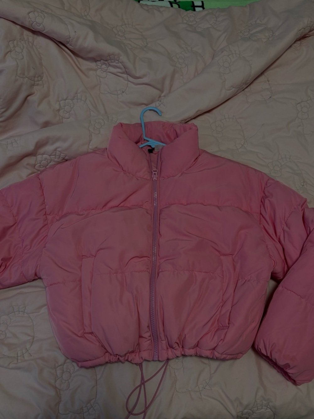 Hot Pink Cropped Puffer Jacket